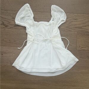 lace mesh tie bow dainty white top size medium